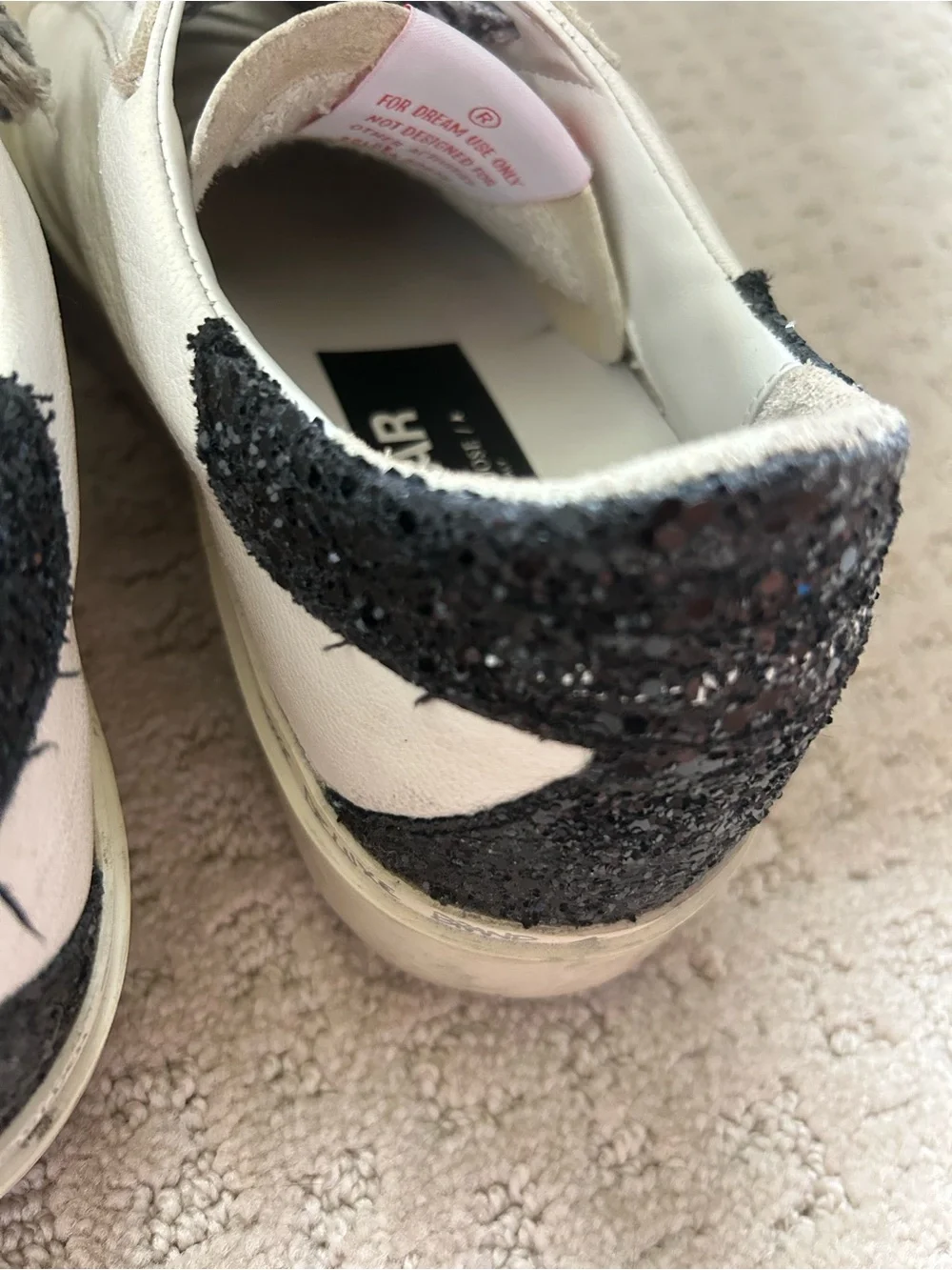 Golden Goose Hi Star Leopard Star and Laces, Black Glitter Heel Size 40 - Picture 5 of 9